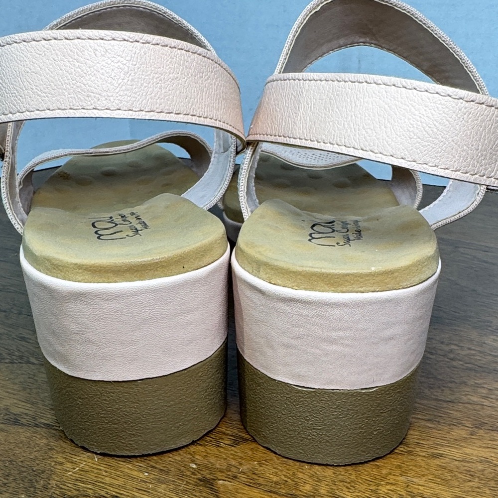Malu Super Comfort Pink Wedge Sandals w/ Stretchy Woven Straps, US sz 10 - Picture 6 of 14